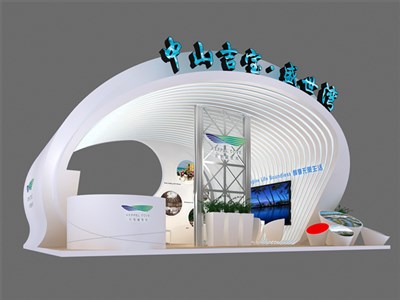 54平米展臺設(shè)計制作：二面開口/前衛(wèi)/型材結(jié)構(gòu)/白色，為房產(chǎn)展展商而作（免費使用）