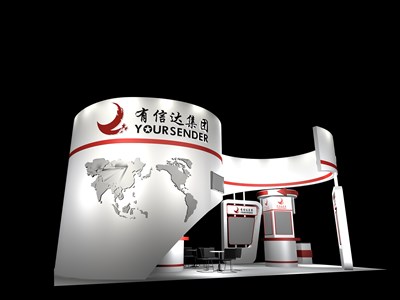 72平米展臺(tái)設(shè)計(jì)制作：四面開口/現(xiàn)代/木質(zhì)結(jié)構(gòu)/白色，為交通物流展展商而作（免費(fèi)使用）