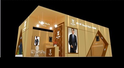 96平米展臺設(shè)計制作：二面開口/現(xiàn)代/木質(zhì)結(jié)構(gòu)/米色，為服裝展展商而作（免費使用）