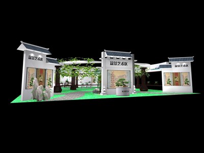 480平米展臺(tái)設(shè)計(jì)制作：三面開口/中式/木質(zhì)結(jié)構(gòu)/灰色，為工藝品展展商而作（免費(fèi)使用）