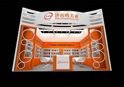 36平米展臺(tái)設(shè)計(jì)制作：一面開口/現(xiàn)代/木質(zhì)結(jié)構(gòu)/橙色，為工藝品展展商而作（免費(fèi)使用）