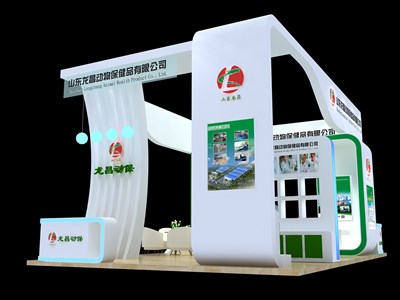54平米展臺(tái)設(shè)計(jì)制作：四面開口/現(xiàn)代/木質(zhì)結(jié)構(gòu)/綠色，為寵物水族展展商而作（免費(fèi)使用）