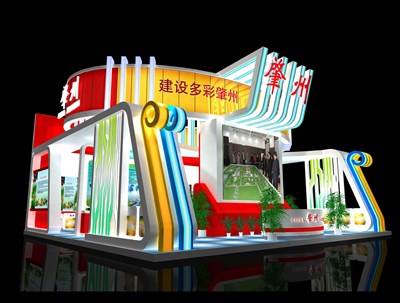 110平米展臺(tái)設(shè)計(jì)制作：三面開口/前衛(wèi)/桁架結(jié)構(gòu)/彩色，為旅游展展商而作（免費(fèi)使用）