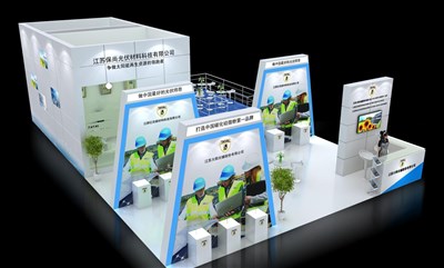 117平米展臺設(shè)計制作：三面開口/現(xiàn)代/木質(zhì)結(jié)構(gòu)/白色，為能源展展商而作（免費使用）