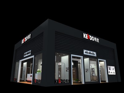143平米展臺設(shè)計制作：三面開口/現(xiàn)代/木質(zhì)結(jié)構(gòu)/黑色，為衛(wèi)浴展展商而作（免費使用）