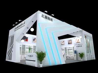 96平米展臺(tái)設(shè)計(jì)制作：二面開(kāi)口/現(xiàn)代/木質(zhì)結(jié)構(gòu)/白色，為婚博會(huì)展商而作（免費(fèi)使用）