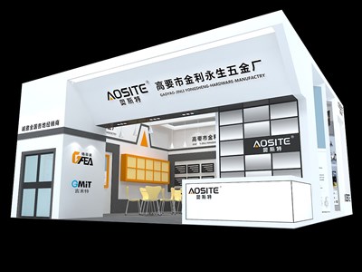 81平米展臺設(shè)計制作：一面開口/現(xiàn)代/木質(zhì)結(jié)構(gòu)/白色，為五金展展商而作（免費使用）