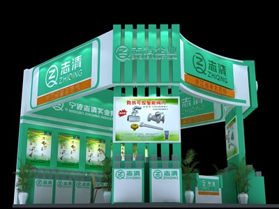 36平米展臺(tái)設(shè)計(jì)制作：三面開口/現(xiàn)代/木質(zhì)結(jié)構(gòu)/綠色，為五金展展商而作（免費(fèi)使用）