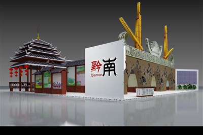 200.2平米展臺(tái)設(shè)計(jì)制作：三面開(kāi)口/中式/木質(zhì)結(jié)構(gòu)/米色，為文博會(huì)展商而作（免費(fèi)使用）