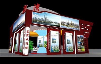 50.4平米展臺(tái)設(shè)計(jì)制作：三面開口/中式/木質(zhì)結(jié)構(gòu)/咖啡色，為文博會(huì)展商而作（免費(fèi)使用）