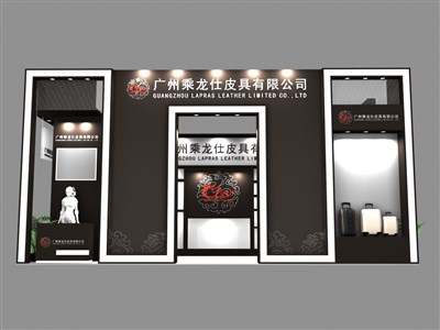 36平米展臺設(shè)計制作：一面開口/現(xiàn)代/木質(zhì)結(jié)構(gòu)/黑色，為日用品展展商而作（免費使用）