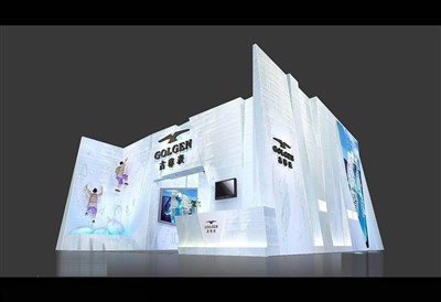 144平米展臺設(shè)計制作：一面開口/現(xiàn)代/木質(zhì)結(jié)構(gòu)/白色，為鐘表展展商而作（免費使用）