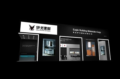 72平米展臺設(shè)計制作：二面開口/現(xiàn)代/木質(zhì)結(jié)構(gòu)/黑色，為衛(wèi)浴展展商而作（免費使用）