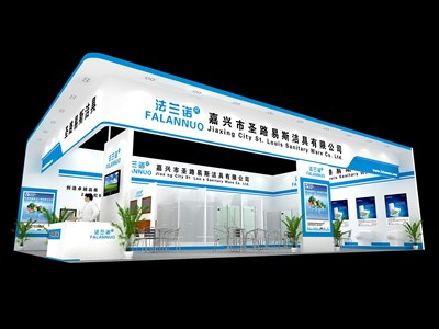 160平米展臺設(shè)計制作：二面開口/現(xiàn)代/木質(zhì)結(jié)構(gòu)/白色，為衛(wèi)浴展展商而作（免費使用）