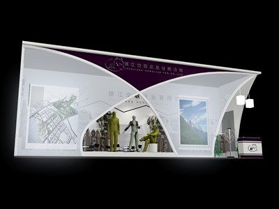 36平米展臺設(shè)計(jì)制作：二面開口/前衛(wèi)/型材結(jié)構(gòu)/白色，為服裝展展商而作（免費(fèi)使用）