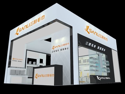 54平米展臺(tái)設(shè)計(jì)制作：二面開口/現(xiàn)代/木質(zhì)結(jié)構(gòu)/白色，為紡織展展商而作（免費(fèi)使用）