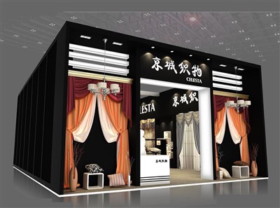96平米展臺設(shè)計制作：一面開口/現(xiàn)代/木質(zhì)結(jié)構(gòu)/黑色，為紡織展展商而作（免費(fèi)使用）