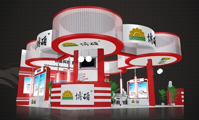 81平米展臺設計制作：三面開口/現(xiàn)代/木質(zhì)結(jié)構(gòu)/紅色，為照明展展商而作（免費使用）