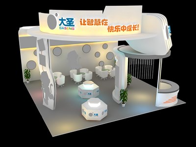64平米展臺設(shè)計制作：三面開口/現(xiàn)代/木質(zhì)結(jié)構(gòu)/白色，為嬰幼展展商而作（免費使用）