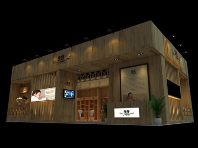 90平米展臺設(shè)計制作：二面開口/前衛(wèi)/木質(zhì)結(jié)構(gòu)/米色，為嬰幼展展商而作（免費使用）