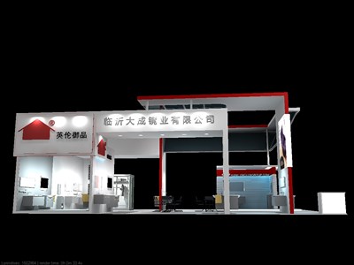 160平米展臺設計制作：四面開口/現(xiàn)代/木質結構/紅色，為衛(wèi)浴展展商而作（免費使用）