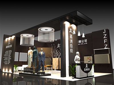 54平米展臺(tái)設(shè)計(jì)制作：二面開口/現(xiàn)代/木質(zhì)結(jié)構(gòu)/黑色，為服裝展展商而作（免費(fèi)使用）