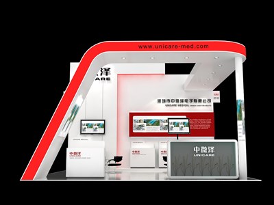36平米展臺設計制作：三面開口/現(xiàn)代/木質(zhì)結構/白色，為醫(yī)藥展展商而作（免費使用）
