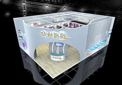 130平米展臺設(shè)計(jì)制作：二面開口/現(xiàn)代/木質(zhì)結(jié)構(gòu)/白色，為服裝展展商而作（免費(fèi)使用）