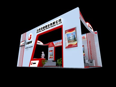 54平米展臺設(shè)計(jì)制作：四面開口/現(xiàn)代/木質(zhì)結(jié)構(gòu)/白色，為食品展展商而作（免費(fèi)使用）