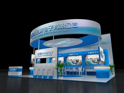 54平米展臺設(shè)計制作：三面開口/前衛(wèi)/木質(zhì)結(jié)構(gòu)/藍色，為汽配展展商而作（免費使用）