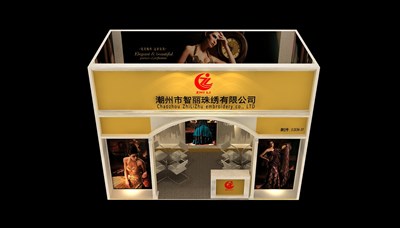 18平米展臺設(shè)計制作：一面開口/現(xiàn)代/木質(zhì)結(jié)構(gòu)/黃色，為服裝展展商而作（免費(fèi)使用）