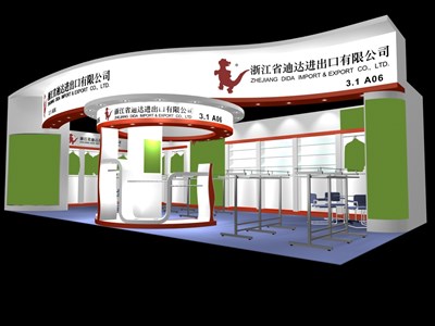 64.9平米展臺設(shè)計制作：二面開口/現(xiàn)代/木質(zhì)結(jié)構(gòu)/白色，為服裝展展商而作（免費(fèi)使用）