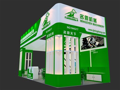 36平米展臺設(shè)計制作：三面開口/前衛(wèi)/木質(zhì)結(jié)構(gòu)/綠色，為汽配展展商而作（免費使用）