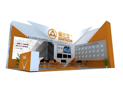 54平米展臺(tái)設(shè)計(jì)制作：二面開口/前衛(wèi)/木質(zhì)結(jié)構(gòu)/橙色，為安防展展商而作（免費(fèi)使用）
