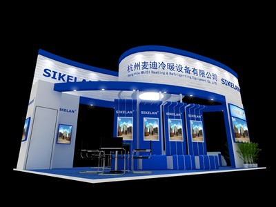 54平米展臺設(shè)計(jì)制作：四面開口/現(xiàn)代/木質(zhì)結(jié)構(gòu)/藍(lán)色，為汽配展展商而作（免費(fèi)使用）