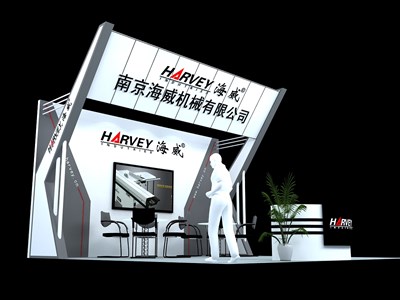 36平米展臺設(shè)計制作：三面開口/現(xiàn)代/木質(zhì)結(jié)構(gòu)/灰色，為汽配展展商而作（免費使用）