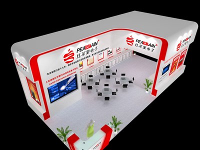 72平米展臺設(shè)計制作：三面開口/現(xiàn)代/木質(zhì)結(jié)構(gòu)/白色，為安防展展商而作（免費使用）