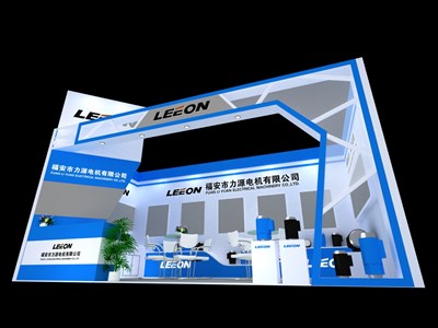 18平米展臺設計制作：一面開口/前衛(wèi)/木質結構/藍色，為汽配展展商而作（免費使用）