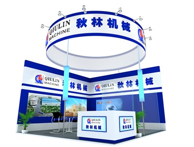 36平米展臺設計制作：二面開口/現(xiàn)代/木質結構/藍色，為汽配展展商而作（免費使用）