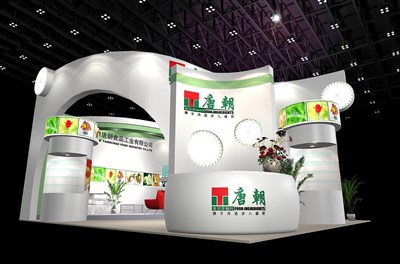 63平米展臺設(shè)計制作：二面開口/現(xiàn)代/木質(zhì)結(jié)構(gòu)/白色，為食品展展商而作（免費使用）
