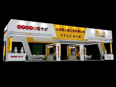90平米展臺設(shè)計(jì)制作：四面開口/現(xiàn)代/木質(zhì)結(jié)構(gòu)/彩色，為美博會(huì)展商而作（免費(fèi)使用）