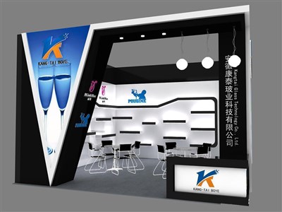 36平米展臺設(shè)計制作：一面開口/現(xiàn)代/木質(zhì)結(jié)構(gòu)/黑色，為日用品展展商而作（免費(fèi)使用）