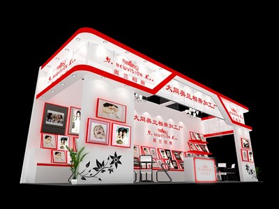 30平米展臺設(shè)計制作：三面開口/現(xiàn)代/木質(zhì)結(jié)構(gòu)/白色，為美博會展商而作（免費使用）