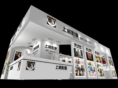 60平米展臺設(shè)計制作：三面開口/現(xiàn)代/木質(zhì)結(jié)構(gòu)/白色，為美博會展商而作（免費使用）