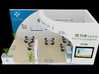 66平米展臺(tái)設(shè)計(jì)制作：二面開(kāi)口/現(xiàn)代/木質(zhì)結(jié)構(gòu)/白色，為食品展展商而作（免費(fèi)使用）