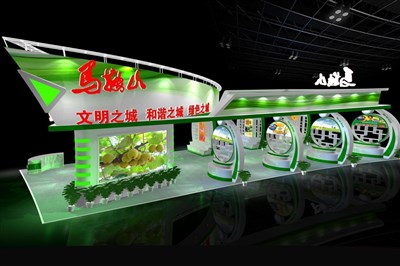189平米展臺設(shè)計制作：三面開口/現(xiàn)代/木質(zhì)結(jié)構(gòu)/綠色，為農(nóng)交會展商而作（免費使用）