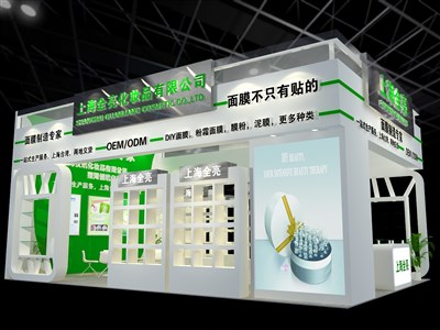 54平米展臺(tái)設(shè)計(jì)制作：三面開口/現(xiàn)代/木質(zhì)結(jié)構(gòu)/白色，為美博會(huì)展商而作（免費(fèi)使用）