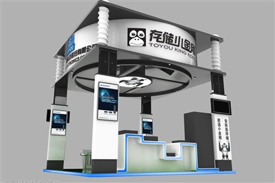 36平米展臺設(shè)計(jì)制作：四面開口/現(xiàn)代/木質(zhì)結(jié)構(gòu)/黑色，為家電展展商而作（免費(fèi)使用）