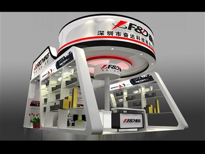 54平米展臺設計制作：二面開口/現(xiàn)代/木質(zhì)結(jié)構(gòu)/白色，為安防展展商而作（免費使用）