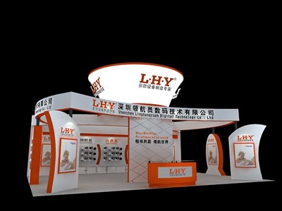 108平米展臺(tái)設(shè)計(jì)制作：三面開口/現(xiàn)代/木質(zhì)結(jié)構(gòu)/黃色，為安防展展商而作（免費(fèi)使用）